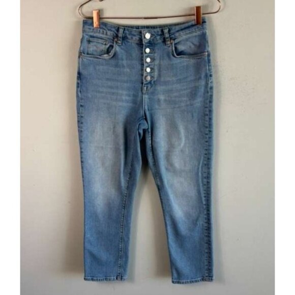 Reiss Womens High Rise Button Fly Skinny Jeans Blue Denim Size 28R Regular - Picture 1 of 12